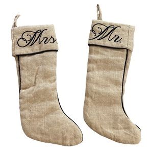 Elegant Burlap Mr. and Mrs. Holiday Stockings